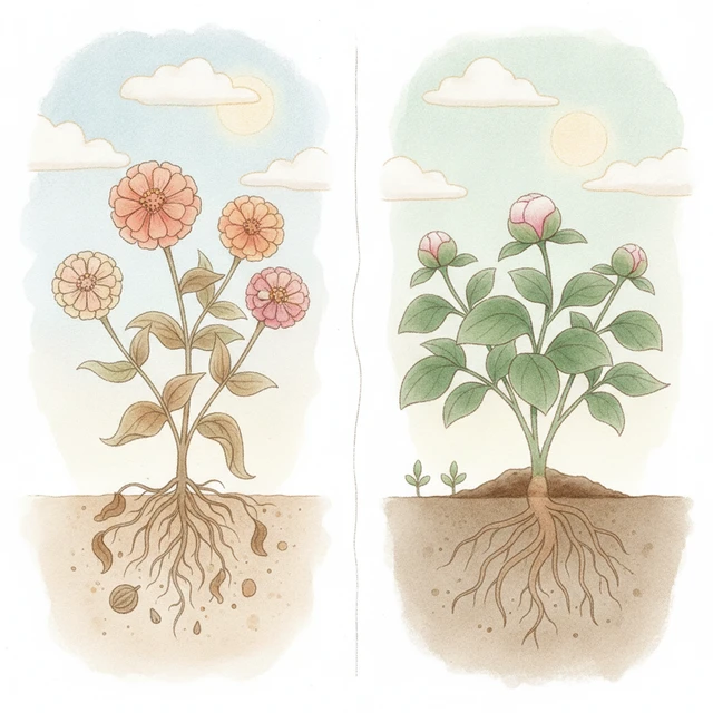 一年で枯れる植物・残る植物