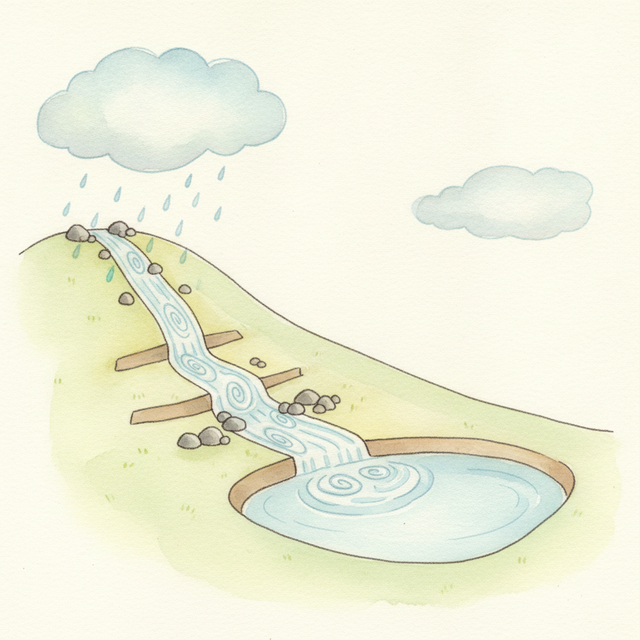 雨水は高いところから低いところへ