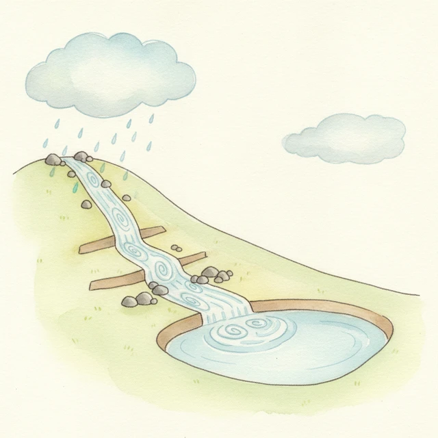 雨水は高いところから低いところへ